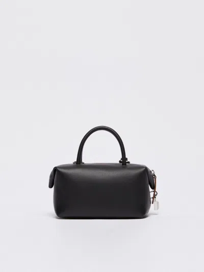 Max Mara Medium Natural Leather Bowler Bag In Black