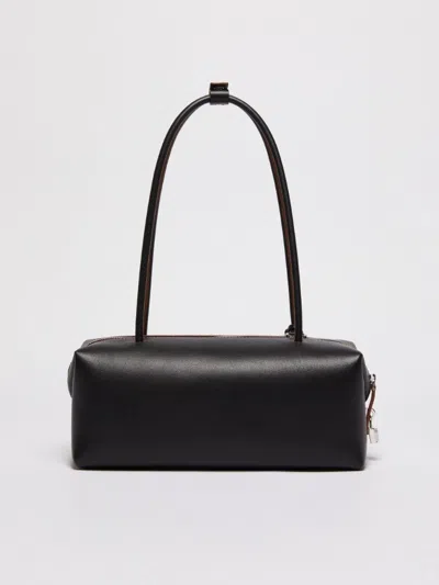 Max Mara Holdallstring - Natural Leather Satchel In Black