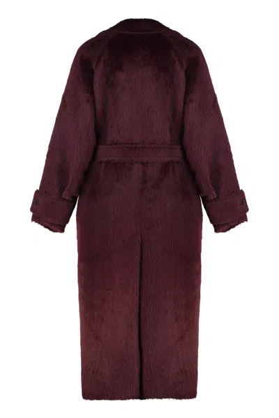 Max Mara Long Coat In Alpaca And Wool In Burgundy