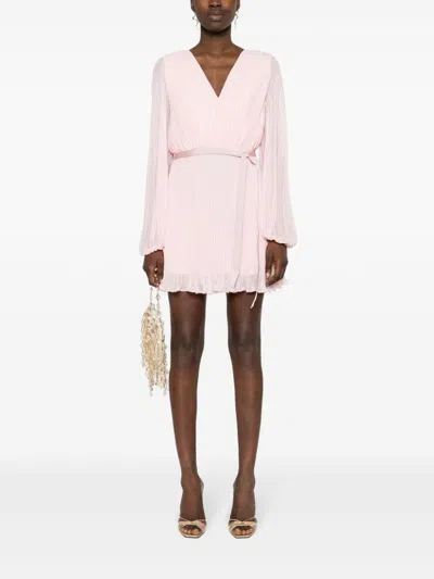 Max Mara Pianoforte V-necked Mini Dress In Pink