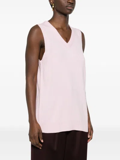Sportmax Max Mara  V-necked Wool Vest In Pink