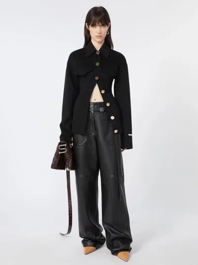 Sportmax Max Mara  Wool Coat In Black