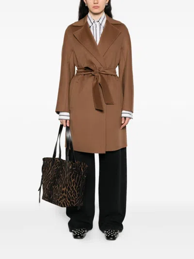 Max Mara Studio Ajaccio Coat In Brown