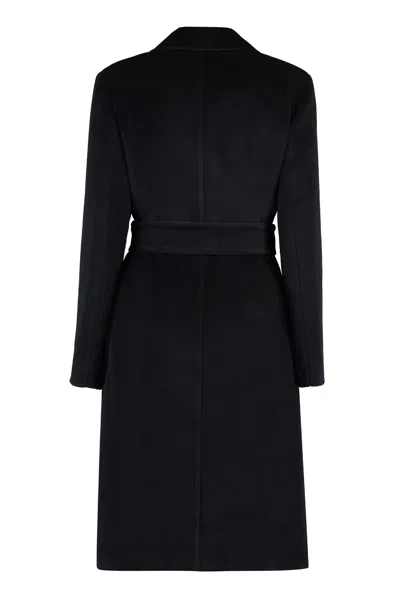 Max Mara Studio Asti Virgin Wool Coat In Black