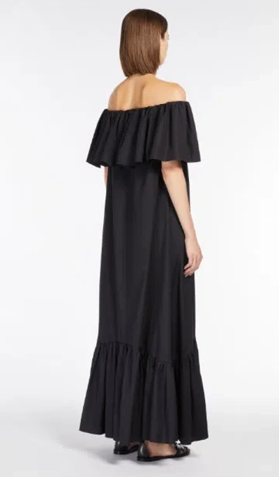 Max Mara Studio Black Off-shoulder Flared Hem Dress In Black