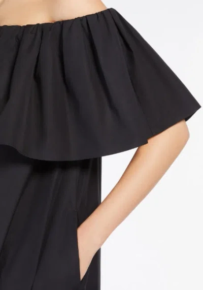 Max Mara Studio Black Off-shoulder Flared Hem Dress In Black