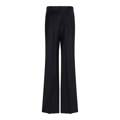 Max Mara Studio Blue Virgin Wool Trousers In Black