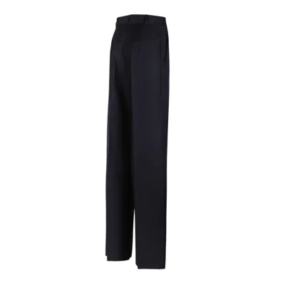 Max Mara Studio Blue Virgin Wool Trousers In Black