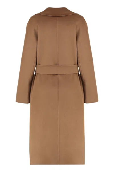 Max Mara Studio Cles Wool And Cashmere Coat In Brown