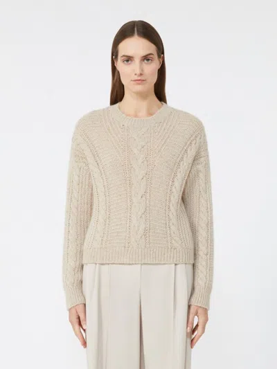 Max Mara Cropped Boxy Sweater In Alpaca In Brown