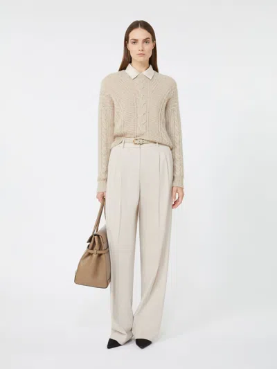 Max Mara Cropped Boxy Sweater In Alpaca In Brown