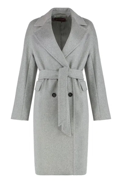 Max Mara Studio Double-breasted Coat In Cashmere Blend In Multi