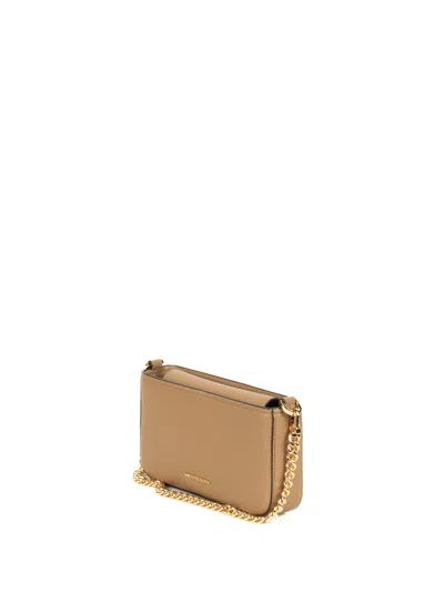 Michael Kors Bryant Small Convertible Clutch In Pebbled Leather In Brown