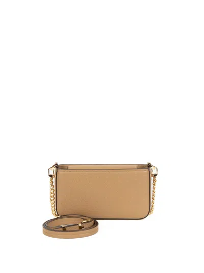 Michael Kors Bryant Small Convertible Clutch In Pebbled Leather In Brown