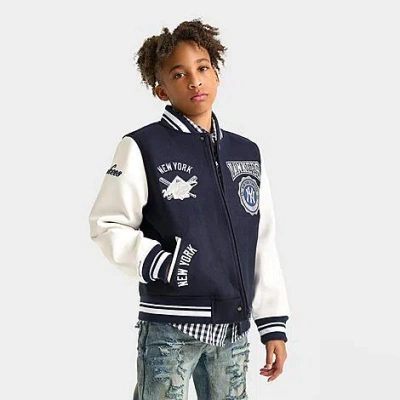 Pro Standard Big Kids New York Yankees Mlb Crest Emblem Wool Varsity Jacket In Blue