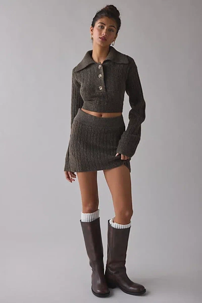 Bdg Avery Cable Knit Sweater Skirt 2-piece Set In Brown, Women's At Urban Outfitters In Brown