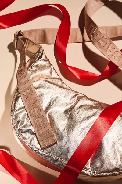 Baggu Uo Exclusive Rose Gold Metallic Medium Nylon Crescent Bag In Rose Gold, Women's At Urban Outfitters In Gold