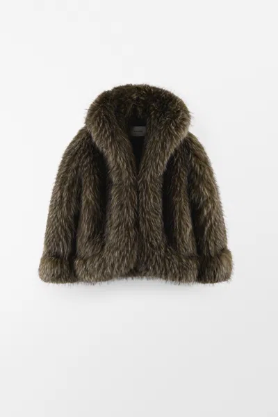 Arakii Short Faux Fur Jacket In Green