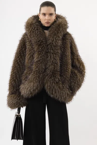 Arakii Short Faux Fur Jacket In Green