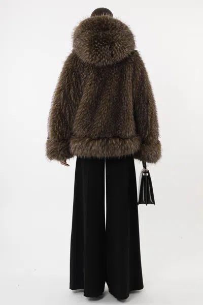 Arakii Short Faux Fur Jacket In Green