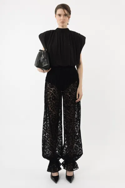 Arakii Velvet Lace Balloon Pants In White