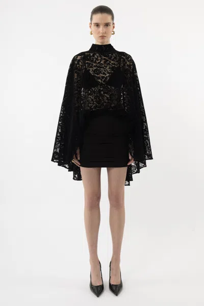 Arakii Velvet Lace Mini Dress In Black