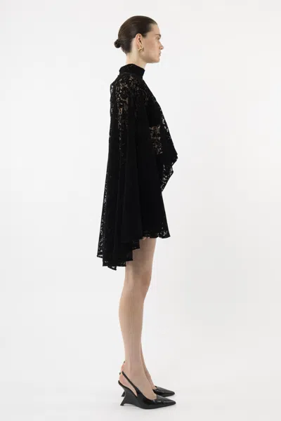 Arakii Velvet Lace Mini Dress In Black