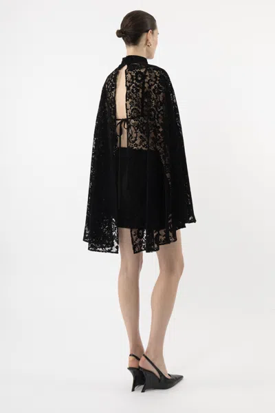 Arakii Velvet Lace Mini Dress In Black