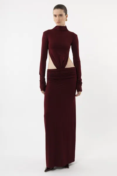 Arakii Jersey Maxi Dress In Burgundy