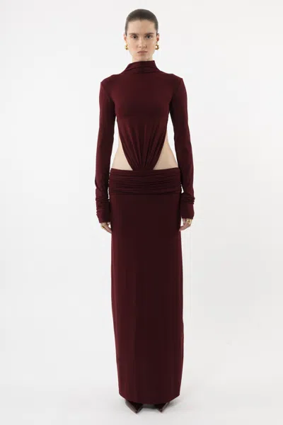 Arakii Jersey Maxi Dress In Burgundy
