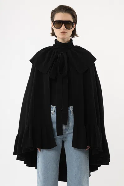 Arakii Knitted Ruffle Cape In Black