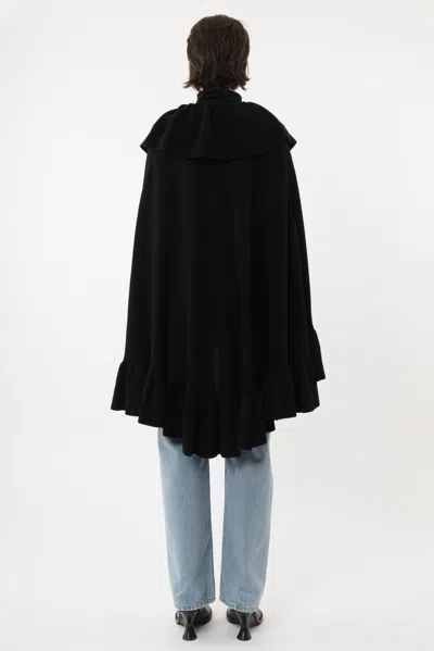 Arakii Knitted Ruffle Cape In Black
