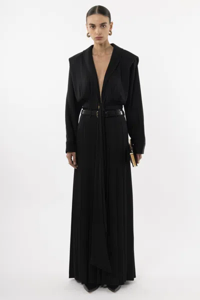 Arakii Front Tie Silk Blouse In Black