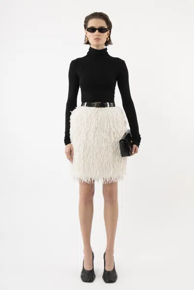 Arakii Feather Pencil Skirt In White