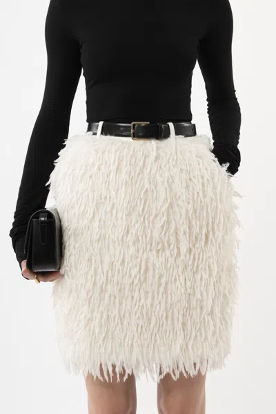 Arakii Feather Pencil Skirt In White