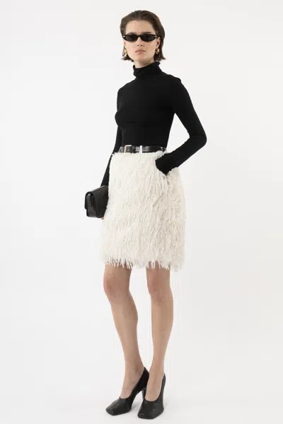 Arakii Feather Pencil Skirt In White