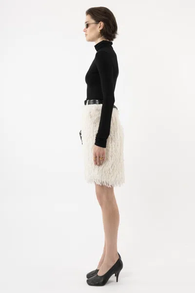 Arakii Feather Pencil Skirt In White