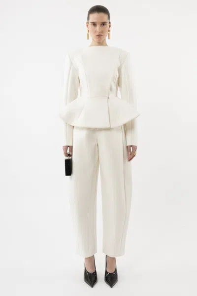Arakii Peplum Blazer In White