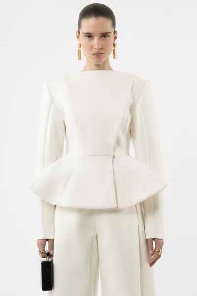 Arakii Peplum Blazer In White
