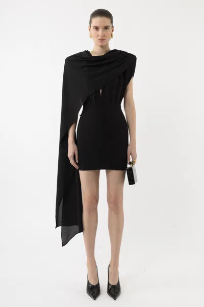 Arakii Deep V-neck Mini Dress In Black