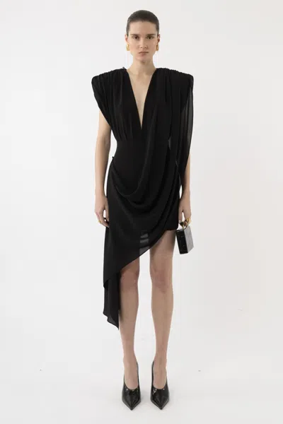 Arakii Deep V-neck Mini Dress In Black