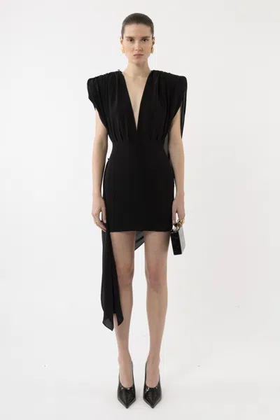 Arakii Deep V-neck Mini Dress In Black
