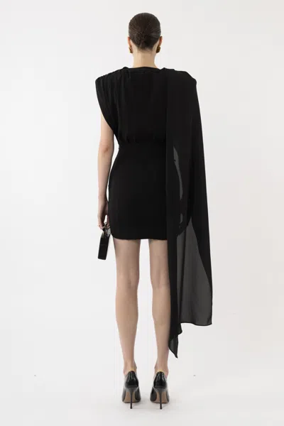Arakii Deep V-neck Mini Dress In Black