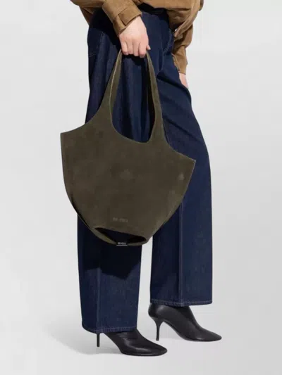 Attico Medium Leather Shoulder Bag With Dual Handles In Brown