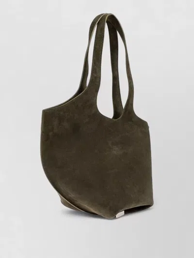 Attico Medium Leather Shoulder Bag With Dual Handles In Brown