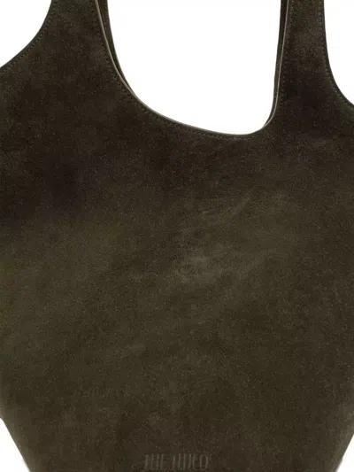 Attico Medium Leather Shoulder Bag With Dual Handles In Brown