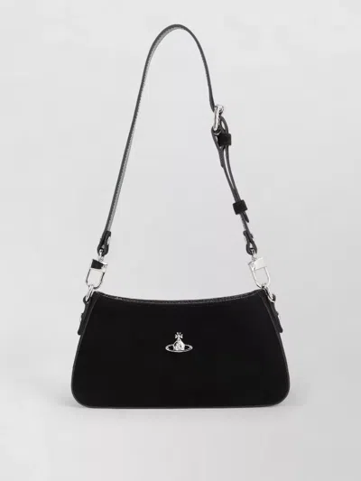 Vivienne Westwood Tesha Suede Shoulder Bag With Adjustable Strap In Black