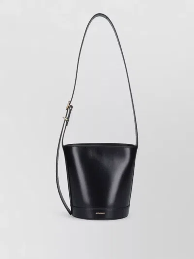 Jil Sander Modern Bucket Shoulder Bag With Adjustable Strap In Black