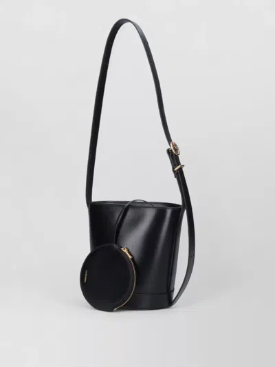 Jil Sander Modern Bucket Shoulder Bag With Adjustable Strap In Black