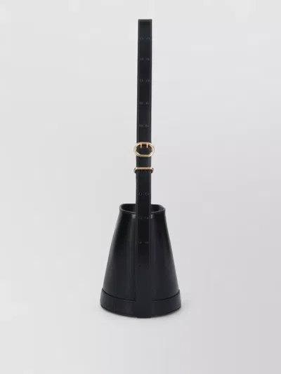 Jil Sander Modern Bucket Shoulder Bag With Adjustable Strap In Black